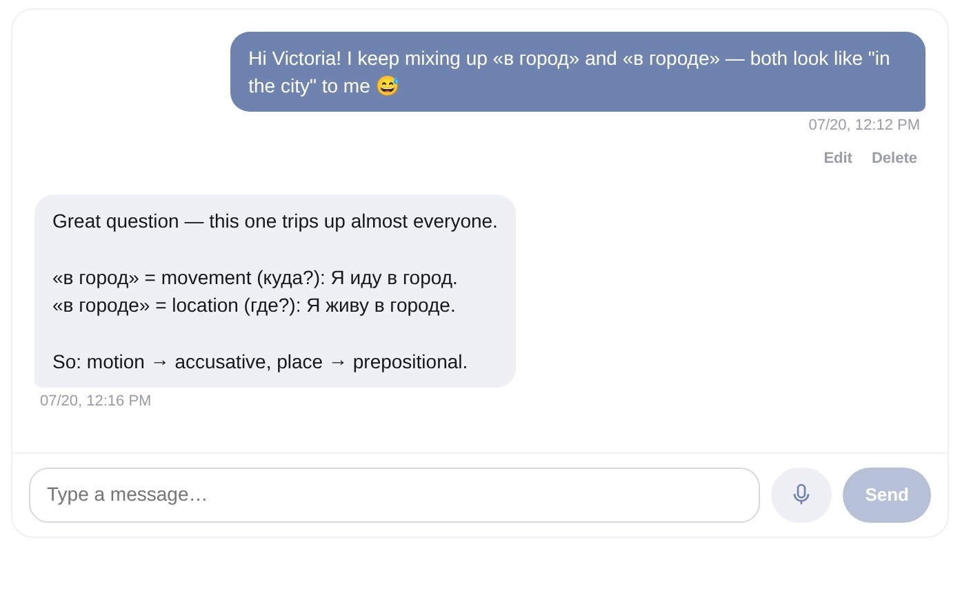 Your own chat with the teacher